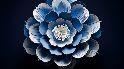 blueprint blossom. A blossom where each petal is a different blueprint in paper art style - obrazy, fototapety, plakaty