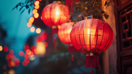 red lanterns decorating homes or city streets