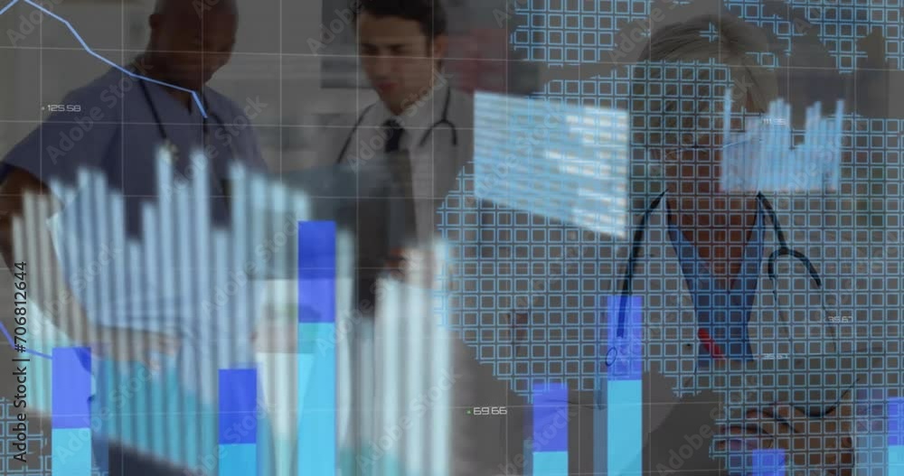 Poster animation of data processing over diverse doctors