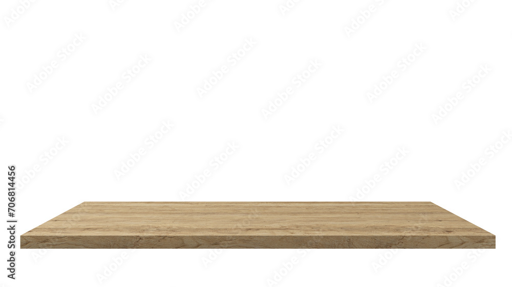 Poster empty space old wooden top surface object isolated on empty background for interior design element. 