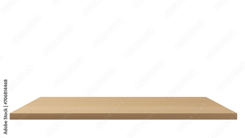 Poster empty space wooden top surface object isolated on empty background for interior design element. real