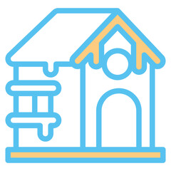  House, Shelter, Cottage, Home, Winter Icon, Line color style icon vector illustration, Suitable for website, mobile app, print, presentation, infographic and any other project.