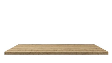 Empty space old wooden top surface object isolated on empty background for interior design element. Realistic object 3d illustration. Clipping part included.