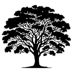 single tree black silhouette vector illustration