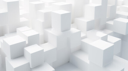 Fototapeta na wymiar 3d stacked cubes. column of white cubes. geometric shape background