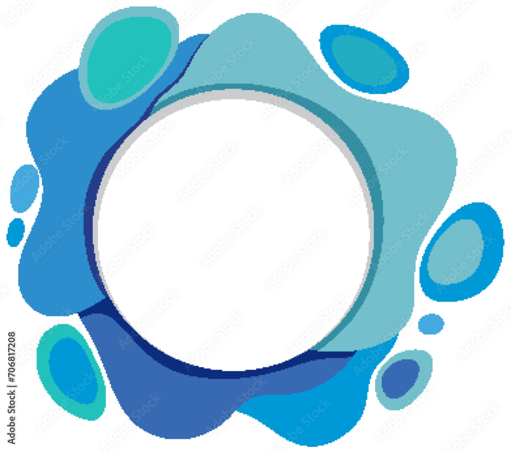 Wall mural Circular frame with blue abstract water splash.