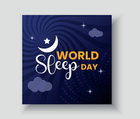 World Sleep Day design illustration horizontal bright Social media post design template.