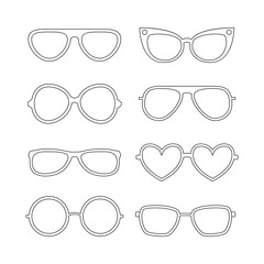 Sunglasses outline doodle hand drawn vector objects