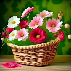 Obraz na płótnie Canvas bouquet of flowers in basket