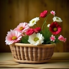Obraz na płótnie Canvas bouquet of flowers in basket