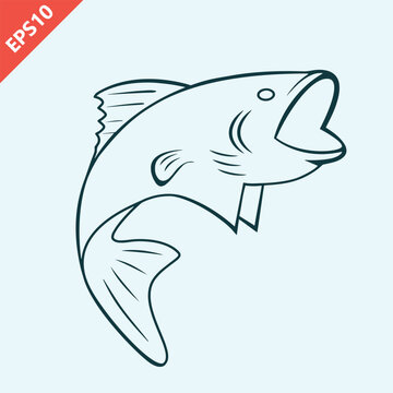 Bass fishing logo icon design vector flat isolated illustration