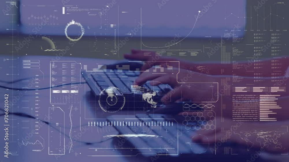 Poster animation of financial data processing over diverse students using computers