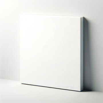 Blank White Canvas Wall Art on Plain Background - Product Mockup
