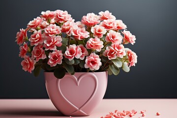 Fototapeta premium Heart Bucket Flower For Valentine's Day isolated on white background