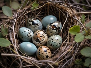 Naklejka na ściany i meble nest with quail eggs