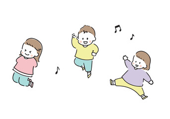 ダンスする子どものイラストセット