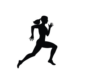 Fototapeta na wymiar Silhouette of a female runner. Flat vector icon for woman or woman jogging for fitness apps and websites.