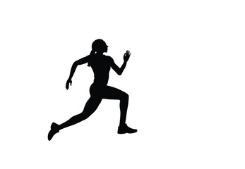 Silhouette of a female runner. Flat vector icon for woman or woman jogging for fitness apps and websites.