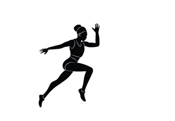 Fototapeta na wymiar Silhouette of a female runner. Flat vector icon for woman or woman jogging for fitness apps and websites.