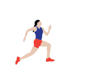 Fototapeta na wymiar female runner. Flat vector icon for woman or woman jogging for fitness apps and websites.