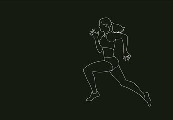 Fototapeta na wymiar Line drawings of female runners. Flat vector icon for woman or woman jogging for fitness apps and websites.