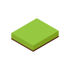 Vector soil with isometric grass on white background