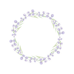  Vector watercolor floral wreath on white background