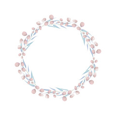 Vector watercolor floral wreath on white background