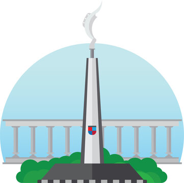 Flat illustration of the tugu kujang bogor for graphic design. Bogor icon