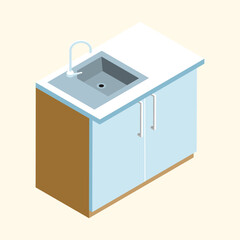 Vector bathroom sink isometric icon house interior furniture