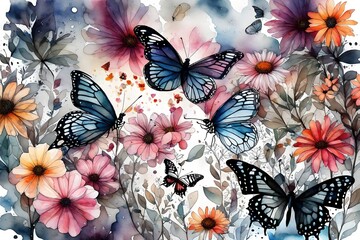 butterflies and flowers