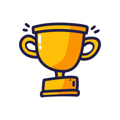 Vector shiny golden trophy with star illustration cartoon icon