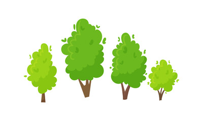 Vector trees collection in hand drawn style on white