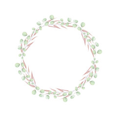 Vector watercolor floral wreath on white background