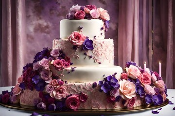wedding cake with roses