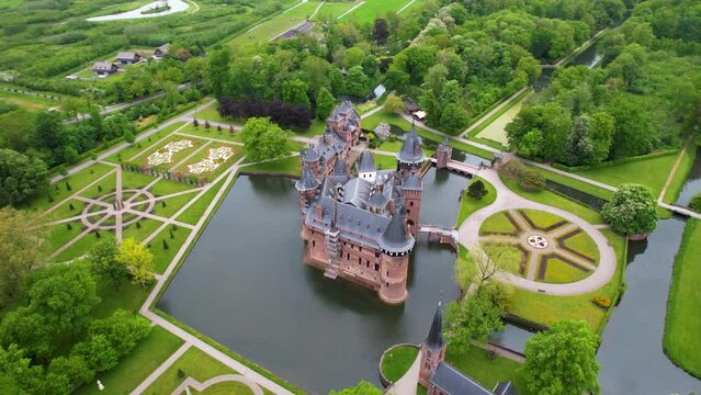 Aerial from the castle 'De Haar' landmark in the Netherlands
