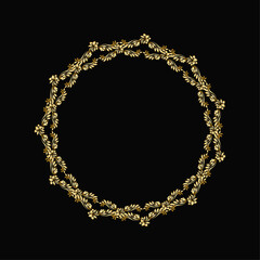 Vector floral background with golden frame