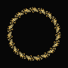 Vector floral background with golden frame