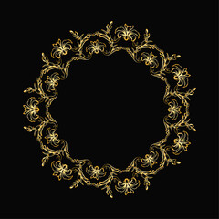 Vector floral background with golden frame