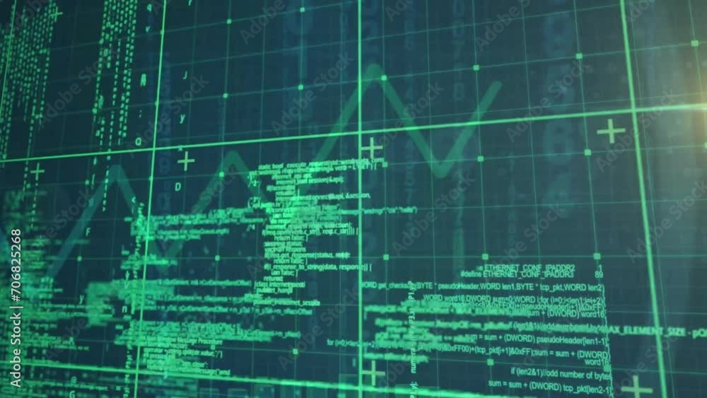 Aufkleber animation of data processing on blue background