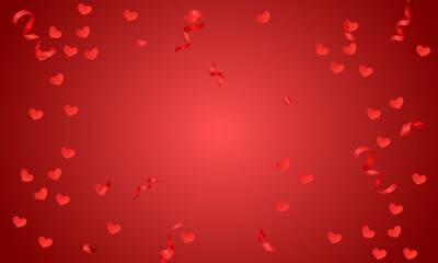 Vector valentines day background with hearts red ribbons design