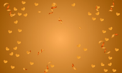 Vector valentines day background with hearts yellow ribbons design