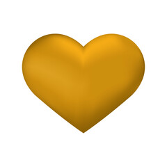 Vector yellow 3d heart illustration on white background