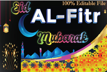 Eid Mubarak Al Fitr 3D Editable Text Effect