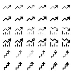 Arrow icon related to chart and graph.
