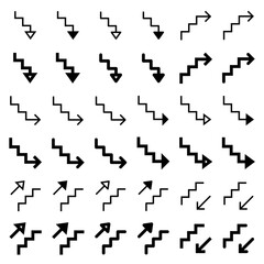 Arrow icon related to chart and graph.
