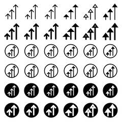 Arrow icon related to chart and graph.
