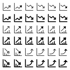 Arrow icon related to chart and graph.
