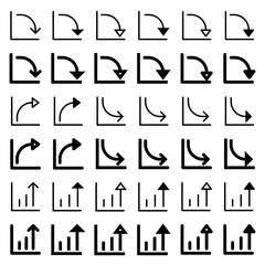 Arrow icon related to chart and graph.
