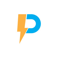 letter P thunder logo design vector illustration. - obrazy, fototapety, plakaty
